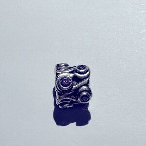 Authentic Pandora Ocean Waves Purple Cubic Zirconia Charm Retired Pandora Charm